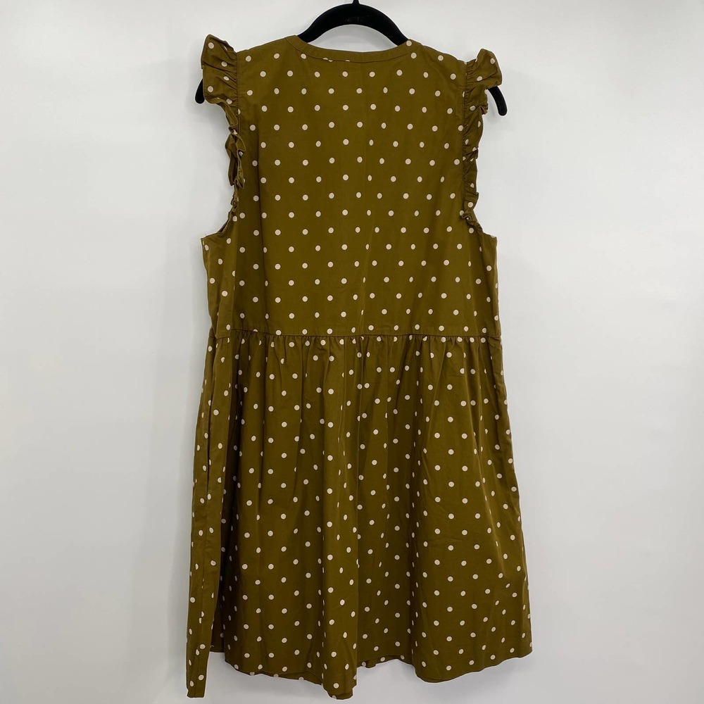 Madewell Mini Shirt Dress Green Brown Ivory Polka Dot Womens Size 10 NEW - Picture 4 of 7